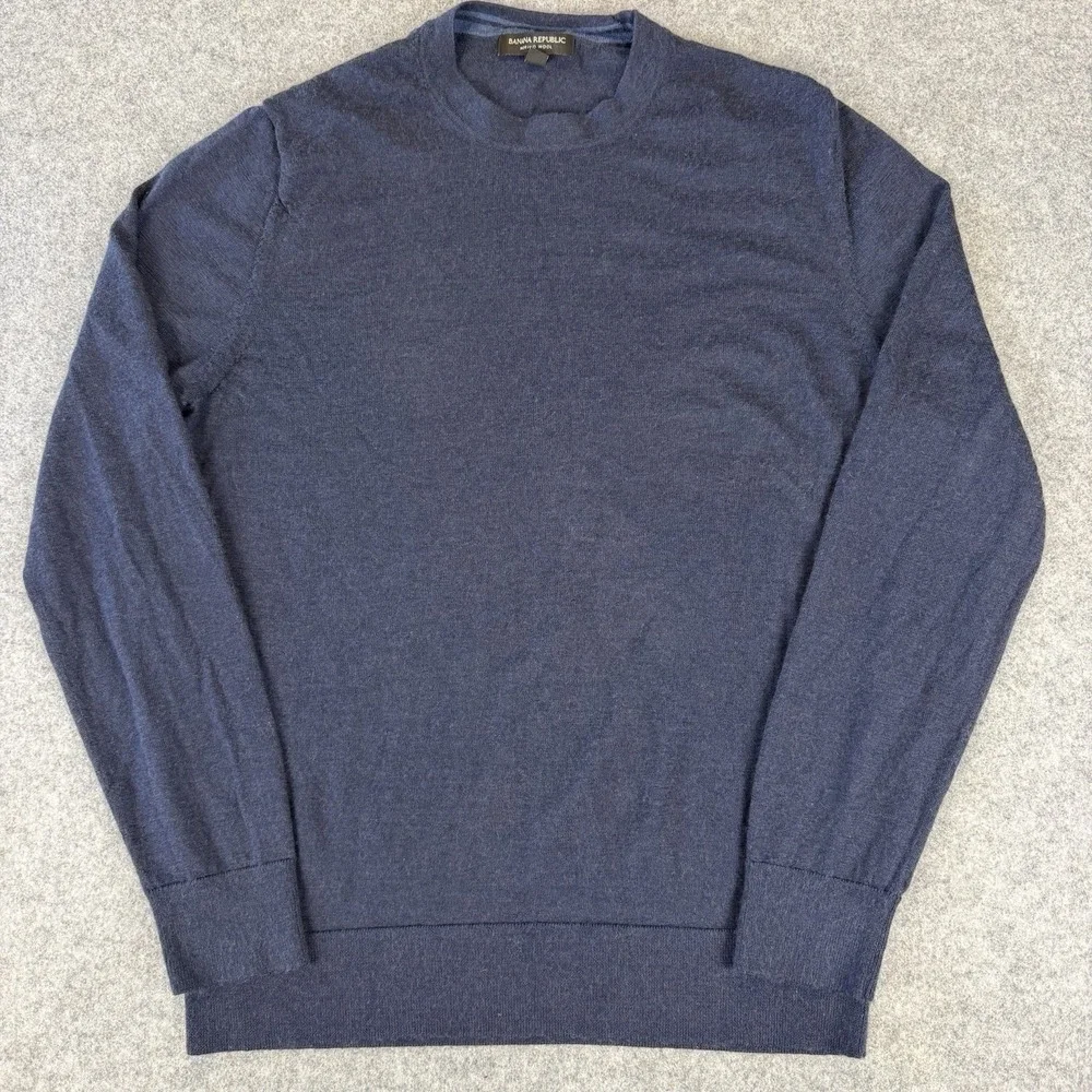 Banana Republic Merino Wool Sweater Navy Blue Crew Neck Men's Size M
